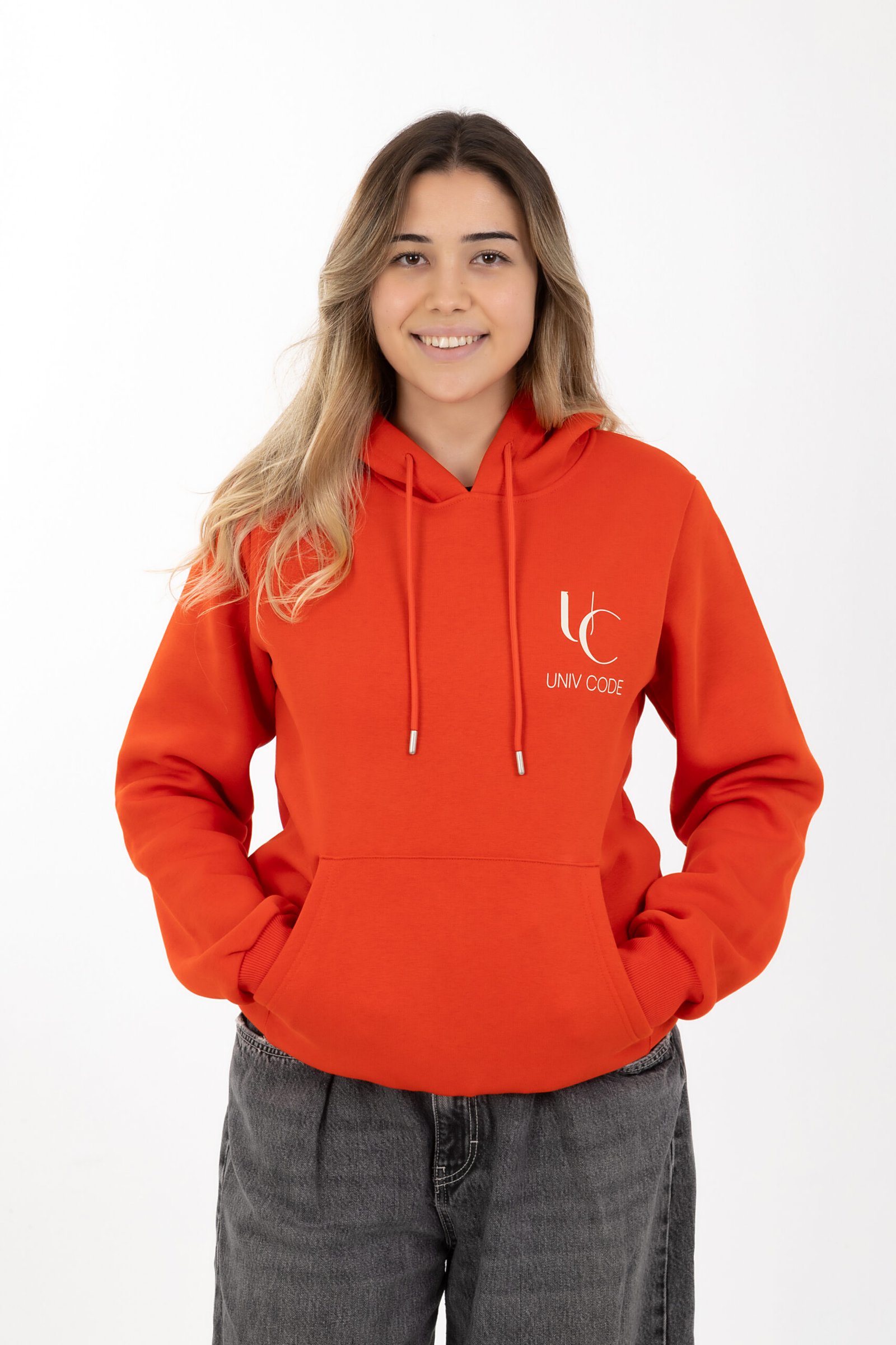 Turuncu rahat kesim sweatshirt, kış giyim, rahat giyim